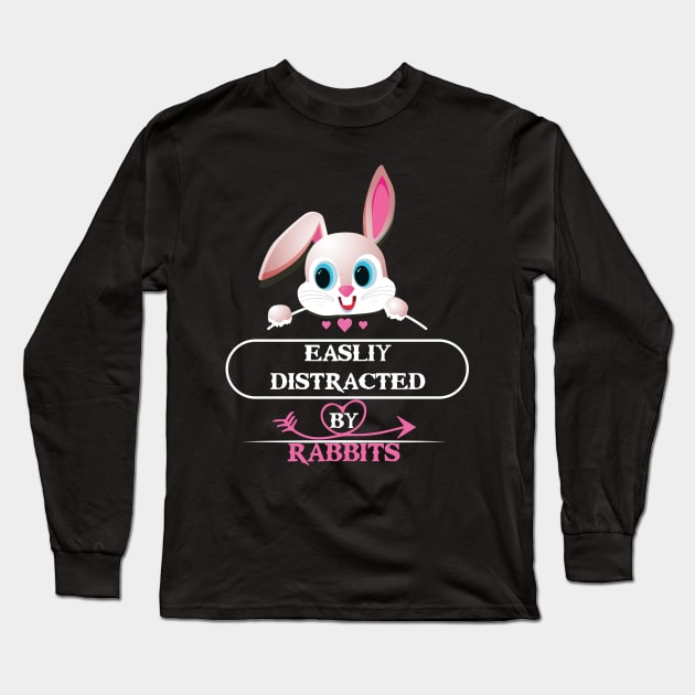 easily distracted by rabbits Long Sleeve T-Shirt by youki